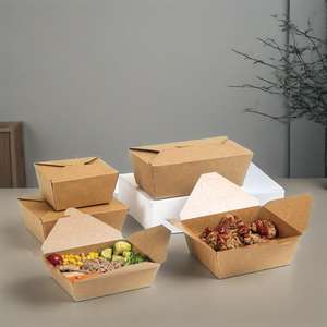 Caja de Almuerzo de Papel Kraft, Precio Económico, Apta para Microondas, Caja de Papel Kraft Desechable, Caja de Papel Marrón para Sushi - Product Image 5