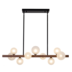Suspension réglable en <span class=keywords><strong>bois</strong></span> de noyer noir 40W à 3 lumières en verre et métal pour salle à manger, îlot de cuisine, café, décoration intérieure - Product Image 1