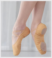 7000072 Vente en gros OEM à prix abordable, Chaussures de danse et de ballet pour filles, pliables, en toile, à semelle fendue, extensibles, rose ballet