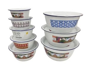 Conjunto de utensílios de mesa esmaltados para salada, tigela de esmalte para cozinha e utensílios de salada com tampa - Product Image 6