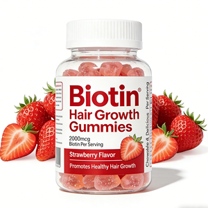Gomitas con Sabor a <span class=keywords><strong>Fresa</strong></span> para Mejorar la Piel Seca, Nutrir los Folículos y Fortalecer las Raíces del Cabello con Biotina para el Crecimiento del Cabello - Product Image 1