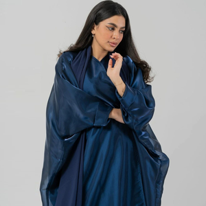 NEW Shimmer Open Front Muslim Cape <b>Cardigan</b> with Matching Hijab, Islamic Dubai Kaftan <b>for</b> Eid Luxury Abaya - Product Image 2