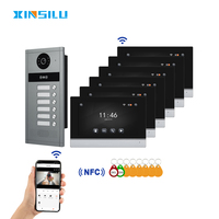 Système de sonnette vidéo intelligente Wi-Fi 7 pouces 1080P de haute qualité avec déverrouillage par carte RFID et caméra étanche 2MP pour 6 appartements