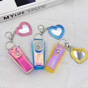 Holographic <b>Lipstick</b> Keychain Waterproof Makeup Pouch Bag Charm Rainbow Reflective Cosmetic <b>Case</b> Portable Mini Keyring Accessory - Product Image 4