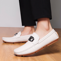 Mocassins pour hommes en cuir véritable respirant et antidérapant, chaussures de conduite décontractées, marque de luxe italienne, mocassins de créateur tendance