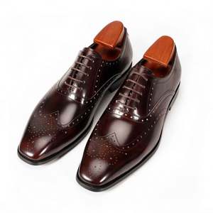 Chaussure Oxford pour homme, tendance mode, bout carré, rétro, en cuir véritable, faite à la main, formelle, imperméable, respirante - Product Image 2