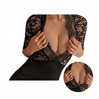 Lencería de Encaje Seductora para Mujer, Ropa de Dormir Transparente, Conjunto de Disfraz Sexy
