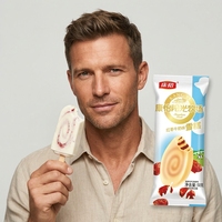 Popsicle au lait de datte rouge sucré, riche et crémeux avec vraie spirale de jujube pour la vente en gros aux pâtisseries