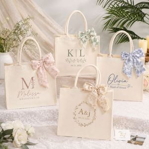 Personalized Tote Custom Printed Canvas <b>Gift</b> <b>Bags</b> for <b>Bridesmaids</b> Wedding Party Favor - Product Image 1