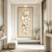 Tableau relief 3D sculpté main, déco murale minimaliste lignes concaves convexes pour salon hall d’hôtel