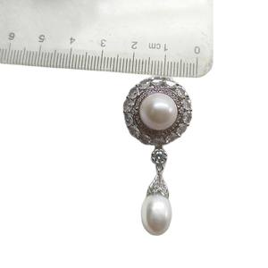 Grande broche de fleur de poitrine à la mode en perle d'eau douce blanche de 11-12 mm, perle en forme de goutte d'eau de 8-9 mm pour vêtements - Product Image 5
