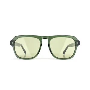 Benyi Sunglass Custom retro vintage fashion shades polarized acetate sunglasses unisex 2024 with Dark green lens