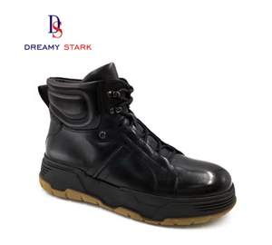 <b>Men</b> Genuine Leather <b>High</b> <b>Top</b> <b>Boots</b> Lace-Up Pigskin Lining Breathable Anti-Slip Rubber Sole Office & Career Wedding Autumn Shoes - Product Image 2