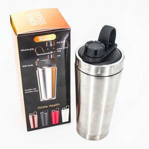 स्टॉक 2 परत स्टेनलेस स्टील प्रोटीन शेकर 600 मिली धातु प्रोटीन मिक्सर पुरुषों और महिलाओं के लिए मिश्रण बॉल फिटनेस शेकर बोतल के साथ - Product Image 3