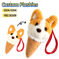 Jouets à mâcher en peluche personnalisés OEM en forme de chien Corgi, porte-clés vocal en peluche avec compartiment caché pour friandises / Jouet en peluche doux avec corde pour enfants