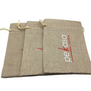 大号 15x20 厘米定制徽标印刷数码直接喷射防水层压抽绳袋黄麻亚麻袋中国 - Product Image 1