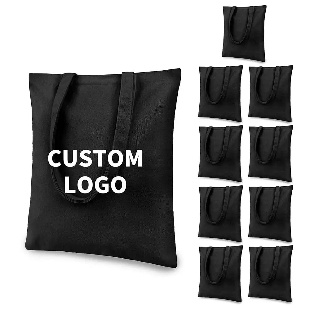 Customized Fashion Shopping Bags Cotton Canvas Eco friendly Totebags For Ladies Washable Handbags Foldable Reusable Grocery Bags