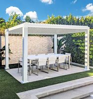 Pergola à lames orientables, toit de patio à lames, structure en aluminium 4x6m, revêtement poudré, balcon, contrôle intelligent du soleil et de la pluie