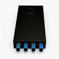Caja de Empalmes de Fibra Óptica de 4 Puertos SC con Tapa Deslizante y Conectores Precargados, Caja de Acero Negra para Telecomunicaciones en Interiores, con Logotipo Personalizado