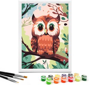 1. Kit Artistico SONGWOO per Dipingere con i Numeri, Tema Animali, per Adulti e <span class=keywords><strong>Matematici</strong></span>, Set per Dipingere Gufo con i Numeri - Product Image 2