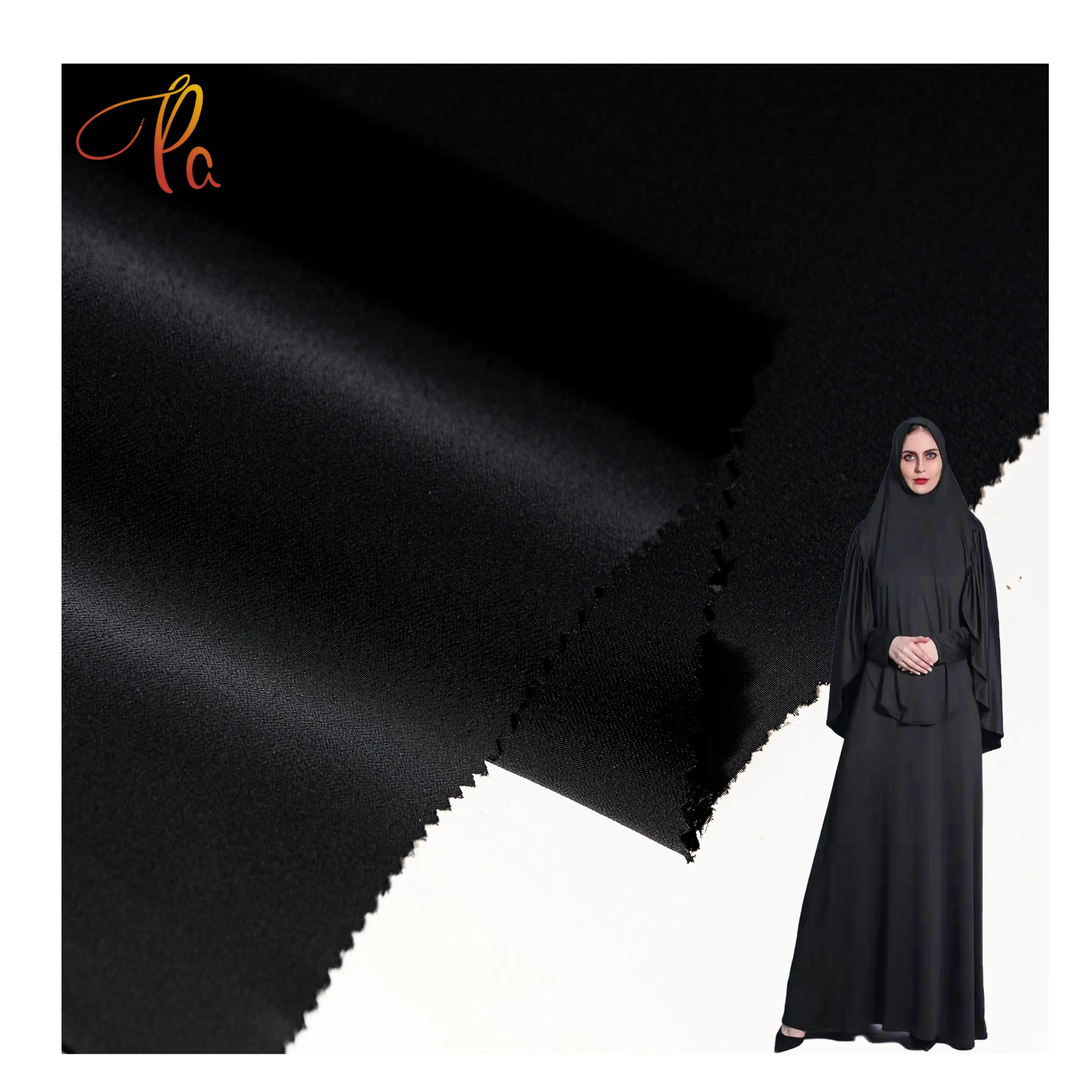 Fashion Hot Sale Dubai Muslim Soft Polyester Chiffon Nida Zoom Crepe Fabric For Black Turkey Robe Dress