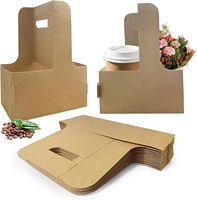 Boîte cadeau portable haut de gamme personnalisée pour 2 bouteilles, en carton ondulé brun, pour café et tequila