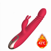 Zunge leckende weibliche Sexspielzeuge Bilder Dildo-Vibrator Teleskop-Schub Dildo Mädchen Sexspielzeug Aufwärmen Kaninchen-Vibrator für Frauen