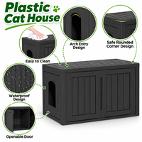Grande maison pour chat avec armoire intégrée pour litière, abri caché pour chat, banc de rangement pour chats d'intérieur