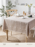 Nappe en coton et lin tissée à la main de style classique européen avec pompons, anti-poussière, style moderne