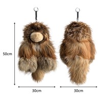 Peluche singe en vraie fourrure de renard - Taille géante, breloque de sac / pendentif de sac à dos pour enfants
