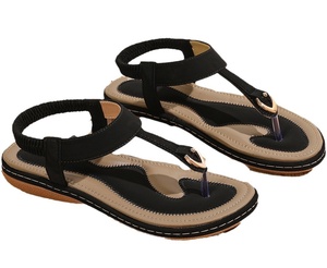 Sandalias de Cuero con Hebilla Metálica Personalizada para Mujer, Sandalias Planas para la Playa - Product Image 1