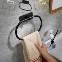 Support mural adhésif pour serviette de bain, forme ovale à fond carré, sans perçage, accessoires de salle de bain