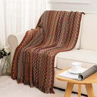 OEM ODM Garngefärbte Gewebte Wurfdecke mit Handgemachter Quastenfranse Boho Dekorative Decke für Innen- und Außenbereich Picknick Reisen