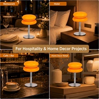 Lampe de table rétro en forme de champignon orange, à intensité variable, avec abat-jour en verre, lumière LED de chevet, base en métal, simple, économique, pour restaurant, hôtel