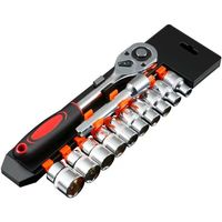 Jeu de clés à cliquet en acier au carbone 12 pièces - Kit d'outils à douilles multifonction (4-13 mm) pour la réparation et l'entretien automobile (compact et complet)