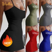 Mùa Hè XS-5XL Cộng Với Kích Thước Rắn Màu Của Phụ Nữ Sexy Câu Lạc Bộ Đêm Spaghetti Dây Đeo Yếm Backless Lace Up Bodycon Đảng Dresses