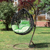 Chaises oeufs pliantes personnalisées en usine hamac de jardin patio extérieur rotin balançoire en osier chaise oeuf suspendue avec support en métal