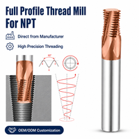 Fraise à fileter NPT pour tuyaux en acier, en carbure monobloc revêtu, pour usinage CNC, usage général, haute vitesse, spirale profonde, précision
