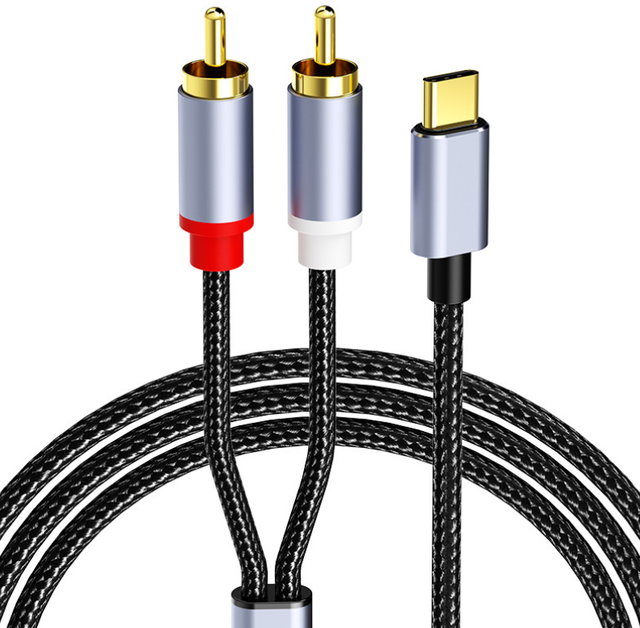 Type c USB C Digital Aux to 2 RCA Male to Male Audio Cable & Auxiliary Y Splitter Cable