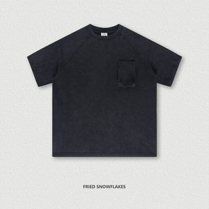 Camiseta de hombre de marca de moda retro holgada de manga corta con bolsillo cargo tridimensional con efecto lavado, para primavera y verano - Product Image 4