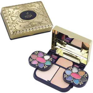 Фирменная золотая коробка для хранения, долговечный многофункциональный набор для макияжа с пудровыми румянами и тенями для век