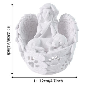 Statue en résine de bonne nuit d'ange tenant un chiot, figurine en résine commémorative pour animaux de compagnie, ornement d'art de décoration intérieure - Product Image 6