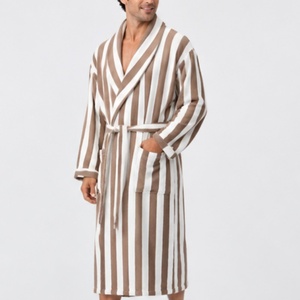 Albornoz de lujo de tela de rizo a rayas para hotel, bata de <span class=keywords><strong>spa</strong></span> térmica de invierno para hombre, ropa de dormir, pijamas y batas cálidas para hombre - Product Image 1