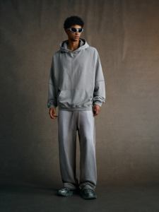 <span class=keywords><strong>Felpa</strong></span> <span class=keywords><strong>con</strong></span> <span class=keywords><strong>cappuccio</strong></span> da <span class=keywords><strong>uomo</strong></span> American Heavyweight 480G, blu tinta unita, effetto invecchiato, lavaggio cerato, vestibilità ampia, anti-pilling, per autunno - Product Image 4