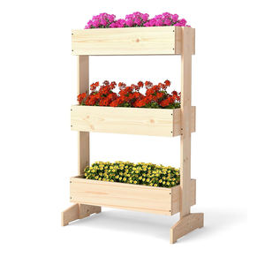 Jardinière Verticale Carrée à 3 Niveaux, 3 Boîtes à Fleurs <span class=keywords><strong>en</strong></span> <span class=keywords><strong>Bois</strong></span>, Autoportante, Écologique, Durable, pour Jardin Intérieur ou Extérieur - Product Image 1
