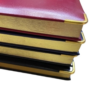 2023 Customized A5 Pu Leather Diary With Golden Metal Corner Gold Edge Custom Printing Agenda Notebook OEM Inner Design - Product Image 2