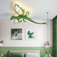 Lustre en acrylique vert monstre dragon pour chambre de garçon, protection oculaire, dessin animé, intérêt pour les dinosaures, plafonnier pour chambres d'enfants