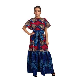 <span class=keywords><strong>Robe</strong></span> grande taille pour femmes, <span class=keywords><strong>robe</strong></span> africaine imprimée avec ceinture décorative, <span class=keywords><strong>robe</strong></span> en tissu <span class=keywords><strong>wax</strong></span> pour femmes - Product Image 2