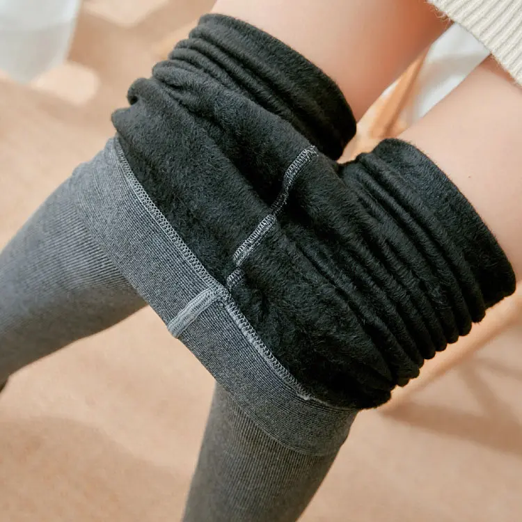 Großhandel Winter Fleece gefüttert Fuß Steigbügel Baumwolle Warm Dick Hohe Taille Thermische Strumpfhose Gerippte Strumpfhosen Leggings Für Frauen