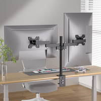 Support de bureau pour moniteur à double bras, support d'écran LCD en métal, support TV avec VESA 50-100 mm, rotation à 360 degrés pour 2 écrans de 27 pouces, noir